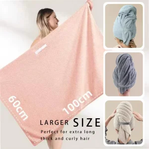Custom Microfiber Hair Towel Absorbent Large Hair Drying Head Wrap with Elastic Band for Women Long Wet Hair
