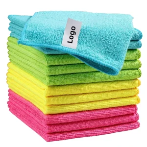 Custom Microfiber Square Kitchen Car Cleaning Towels 40*40cm Quick-Dry Water Absorbent Woven Cloths Kitchen Wipes