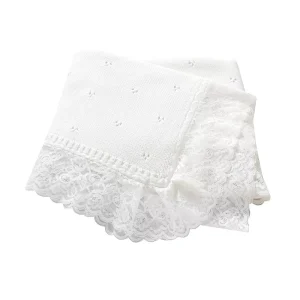 Custom Mimixiong Lace Blanket Knitted Crochet Plain Blanket Newborn Baby Swaddle Blanket