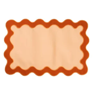 Custom Modern Cotton Handmade Luxurious Eco friendly Durable Washable Scalloped Edges Place Mats Rectangle Shape Accessory