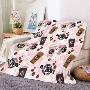 Custom Modern Popular Coffee Printing Plush Blanket Bed Sofa Cover Room Decor Throw Fleece Flannel Blanket