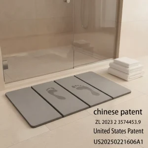 Custom Modern Solid Bathroom Door Mat Non slip Foldable Super Water Absorbent Instant Drying Hard Diatomite PVC Rubber