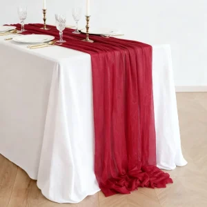 Custom Modern Table Runner Luxury For Wedding Christmas Chiffon Red Burgundy Table Runner Dining Table Runner