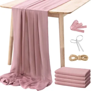 Custom Modern Woven Solid Durable Polyester Chiffon Table Runners for Wedding and Christmas