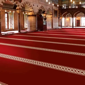 Custom Mosque Carpet Printed Prayer Mat Broadloom Tufted Plush Nylon Washable 4m Wide Wall to Wall Islamic Floor Carpet