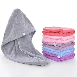 Custom Multi Color Microfiber Hair Drying Cap Soft Fast Water Absorbing Hair Wrap Bath Head Towel