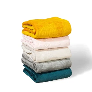 Custom Multi-color 100% Polyester Super Soft Embossed Flannel Fleece Throw Blanket