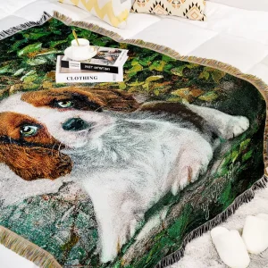 Custom Multi-functional Sofa Jacquard Office Nap 160*130cm Woven Camping Picnic Tapestry Blanket