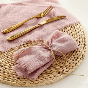 Custom Napkins for Wedding Party Decorative Cotton Napkins Dusty Pink Frayed Edge Cloth Napkin