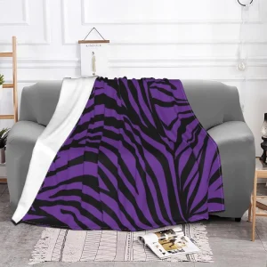 Custom New Purple Zebra Stripe Animal Print Flannel Fleece Throw Blanket Plush