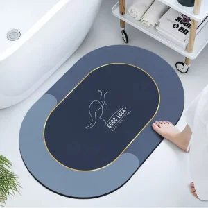 Custom Non Slip Water Absorbent Rugs Rubber Shower Room Door Mats Diatom Mud Bathroom Floor Mat Set Toilet Diatomite Bath Mat