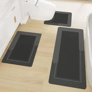 Custom Non slip Absorbent Bathroom Door Mat Floor Diatomite Toilet Bathroom Bath Mats Rug Set 3 Pieces Shower Mats