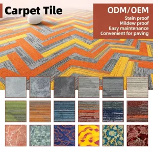 Custom ODM/OEM Fire Retardant Carpet Tile, Soundproof Stain Proof Carpet Tile, Modular Floor Tile for Commercial Spaces