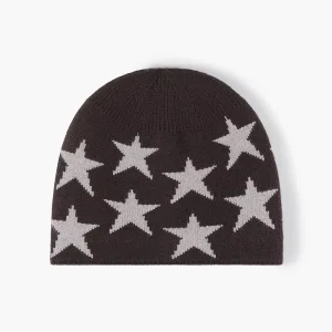 Custom OEM Designer Hand Embroidery Beanie Hats Winter Warm Jacquard Winter Knitted Skull Cap Unisex Beanie