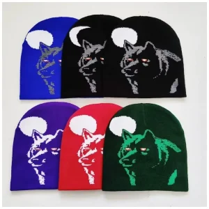 Custom OEM Graphic Unisex Adults Winter Warm Fleece Skull Beanie Hat 100% Acrylic Dot Bows Beach Outdoor Fashion Image