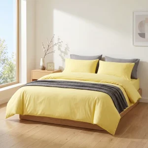 Custom OEM ODM 400TC 100% Cotton Solid Color 4PC Bed Sheet Set Luxury Cooling Breathable Plain Duvet Cover Set Private Label