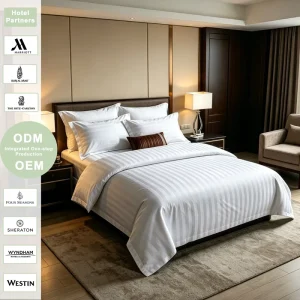 Custom OEM ODM 5 Star Hotel Luxury Bedding Set 100% Cotton High GSM Jacquard Solid Color for Hotel Motel