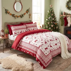 Custom OEM ODM Christmas Reversible Duvet Cover Set Polyester Microfiber Elk Tree Wildlife Printed Holiday Bedding Set