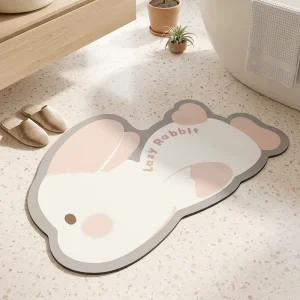 Custom OEM ODM Cute Animal Shape Diatom Mud Bathroom Rug Non Slip Quick Drying Absorbent Bath Mat for Home Entrance