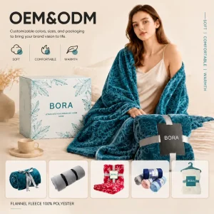 Custom OEM ODM Luxurious Embossed Flower Print Raschel Fleece Blanket Large Exquisite Soft Cozy Warm Customized Throw Blanket