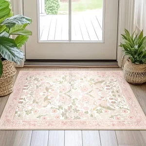 Custom OEM ODM Meadow Washable Print Rugs Cream Multi Color Runner Private Label Non slip Soft Carpet Runner for Home Decor