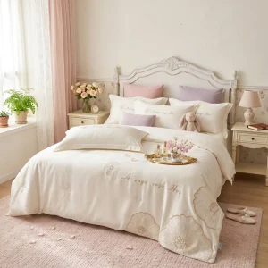 Custom OEM ODM New Washed Brushed Summer Cooling Summer Comforter Set With Flower Embroidery All Season for Hotel Home Bedroom