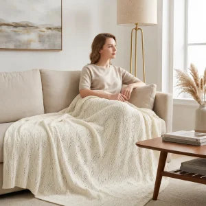 Custom OEM ODM Nordic Style Knitted Jacquard Throw Blanket Soft Breathable Warm Durable for Sofa Bed All Seasons