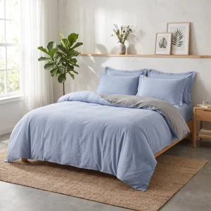 Custom OEM ODM Solid Brushed Cotton 4 Pcs Cover Cotton Bedding Set with Pillowcase Simple Woven Style Bedding