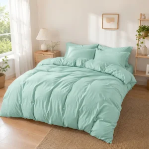 Custom OEM ODM Solid Color Soft Breathable Bedding Sets Duvet Quilt Cover Bedsheet Microfiber Set for All Season