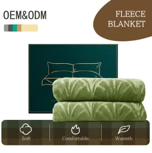 Custom OEM ODM Ultra Lush Silky Leaf Embossed Flannel Blanket Four Seasons 100% Polyester Sumptuously Warm Couch Bed Sofa
