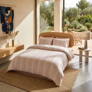 Custom OEM ODM Washed Cotton 4in1 Bedding Set Reactive Print Plaid Stripe Dot Duvet Cover Fitted Sheet Bed Sheet Set All Season