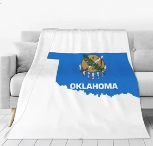 Custom Oklahoma State Us Flag Personalized Custom Flag Fashion Flannel Sofa Blanket Household Blanket for All Seasons