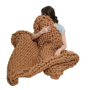 Custom Organic Giant Yarn Throw Handmade Chunky Weighted Knitted Blanket