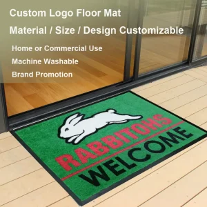 Custom Outdoor Logo Puzzle Pattern Anti Fatigue Cushioned Washable Nitrile Rubber Classic Style Nylon Door Carpet Mat