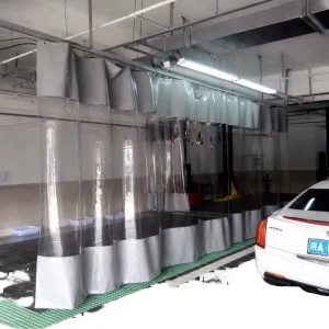 Custom PVC Curtain Tarpaulin Waterproof Woven Grommet Top Car Wash Curtain For Industry Warehouse Size Custom Factory Instock