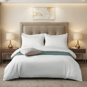 Custom Pack Hotel Linen 100% Cotton Bedding Set Wrinkle Free Flat Sheet Fitted Sheet Stitching Anti-Bacteria for Hospitality