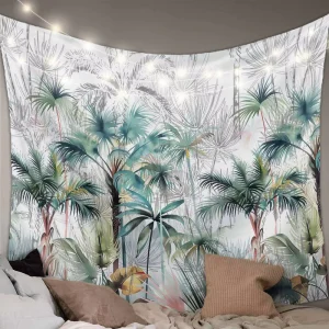 Custom Palm Tree Tapestry Florida Tropical Branches Silhouette with Sunlight Hippie Trippy Tapestry Wall Art Meditation Decor