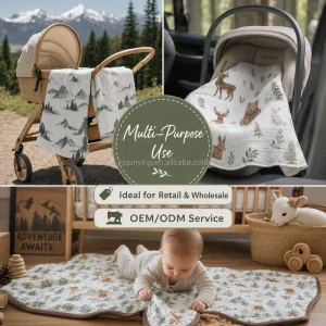 Custom Pattern Private Label Soft Cotton Polyester Breathable Toddler Bedding Blanket Baby Blanket