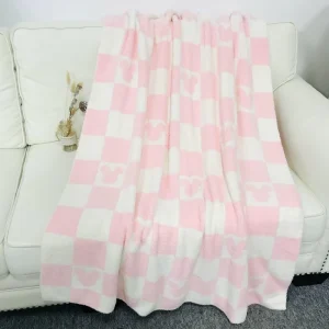 Custom Pattern Ultra-Soft Reversible Plaid Microfiber Checkerboard Blanket OEKO-TEX Certified Machine Washable All-Season Bed