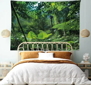 Custom Personalized Woven Printed Plant Tapestry King Size Green Jungle Untouched Nature Environmental Concerns Flora Fauna 100%