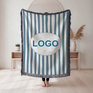 Custom Photo Woven Throw Blanket for Sofa Couch Bed Lightweight Tapestry Wall Hanging with Fringe