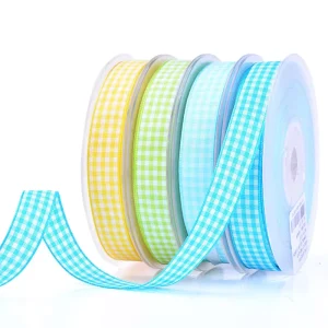 Custom Plaid Ribbon Satin 5-38mm 96 Colors Rolls Webbing for Gift Packing