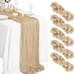 Custom Plain Color Wedding Table Runner Boho Cheese Cloth Table Runner Green for Events Home Party