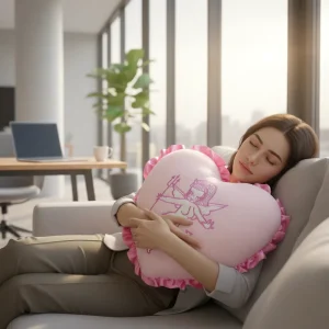 Custom Plush Pink Soft Piercing Intimate Heart Shape Home Car Travel Office Sleeping Decorative Throw Pillows & Cushion Cover