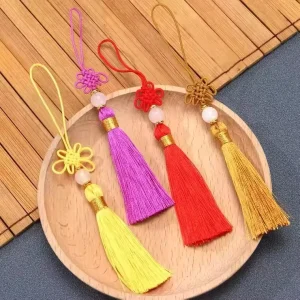 Custom Polyester Chinese Knot Tassel Hanging Pendant Fringe for Curtain and Decorative Accessories
