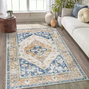 Custom Polyester Digital Print Oriental Persian Machine Washable Area Rug Carpets for Living Room Hallway Runner Entryway Rug
