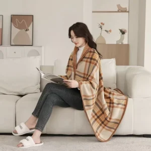 Custom Polyester Wearable Blanket Poncho Stripe Tartan Warm for Winter Home Outdoor Daily Use