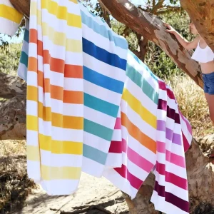 Custom Premium Quality 100% Cotton Terry Striped Oversize Quick Dry Luxury Yarn dyed Swimming Bath Beach Towel