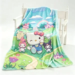 Custom Print Blanket Hello Kitty Blankets Cartoon Blanket Personalized Soft and Fluffy Blanket