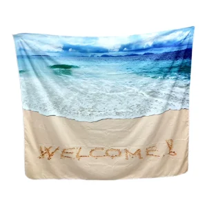Custom Print Embroidery Microfiber Tapestry Wall Home Mountain Painting Psychedelic Wall Hanging Beach Tapestry